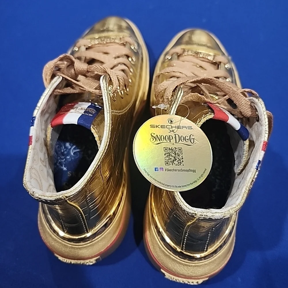 Skechers x Snoop Dogg (MENS 7 / W 8) Gold Medal Sneakers 2024 Collab Metallic - Picture 4 of 10